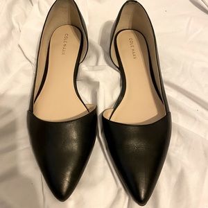 Cole Haan  black leather pointed toe flats 7.5